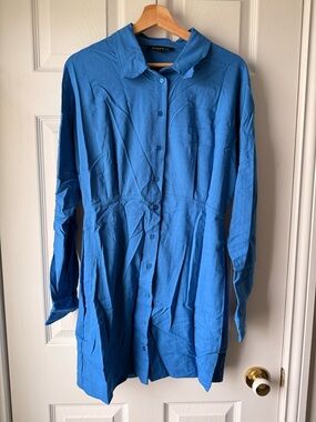 Dynamite Bright Blue Collared Shirt Dress